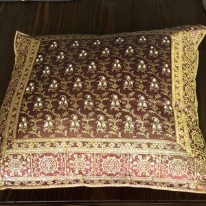 FINAL SALE PRICE Pier 1 Beaded Gold & Brown Accent Pillow
